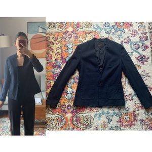 Banana Republic collarless linen blazer - navy